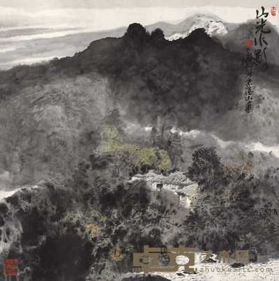 刘人岛 山光水影 镜心 68×68cm